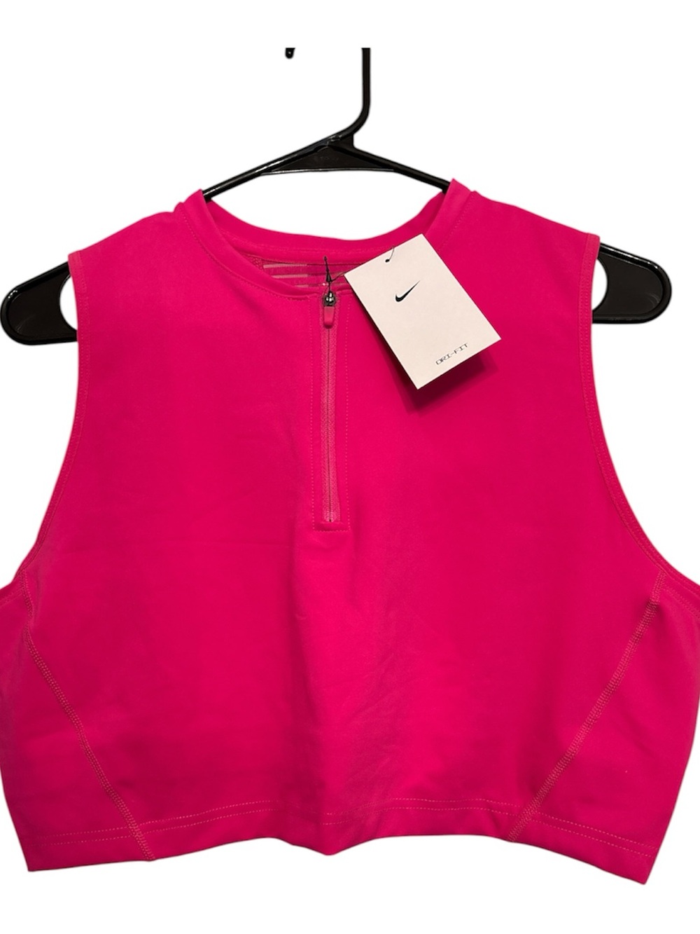 Nike Women’s Bright Pink Sleeveless Crop Top with Front Zip